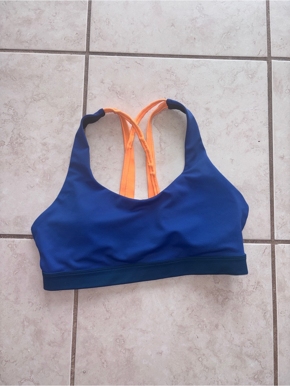 ZYIA Light and Tight Sports Bra - Royal Blue & Neon Orange - Size S